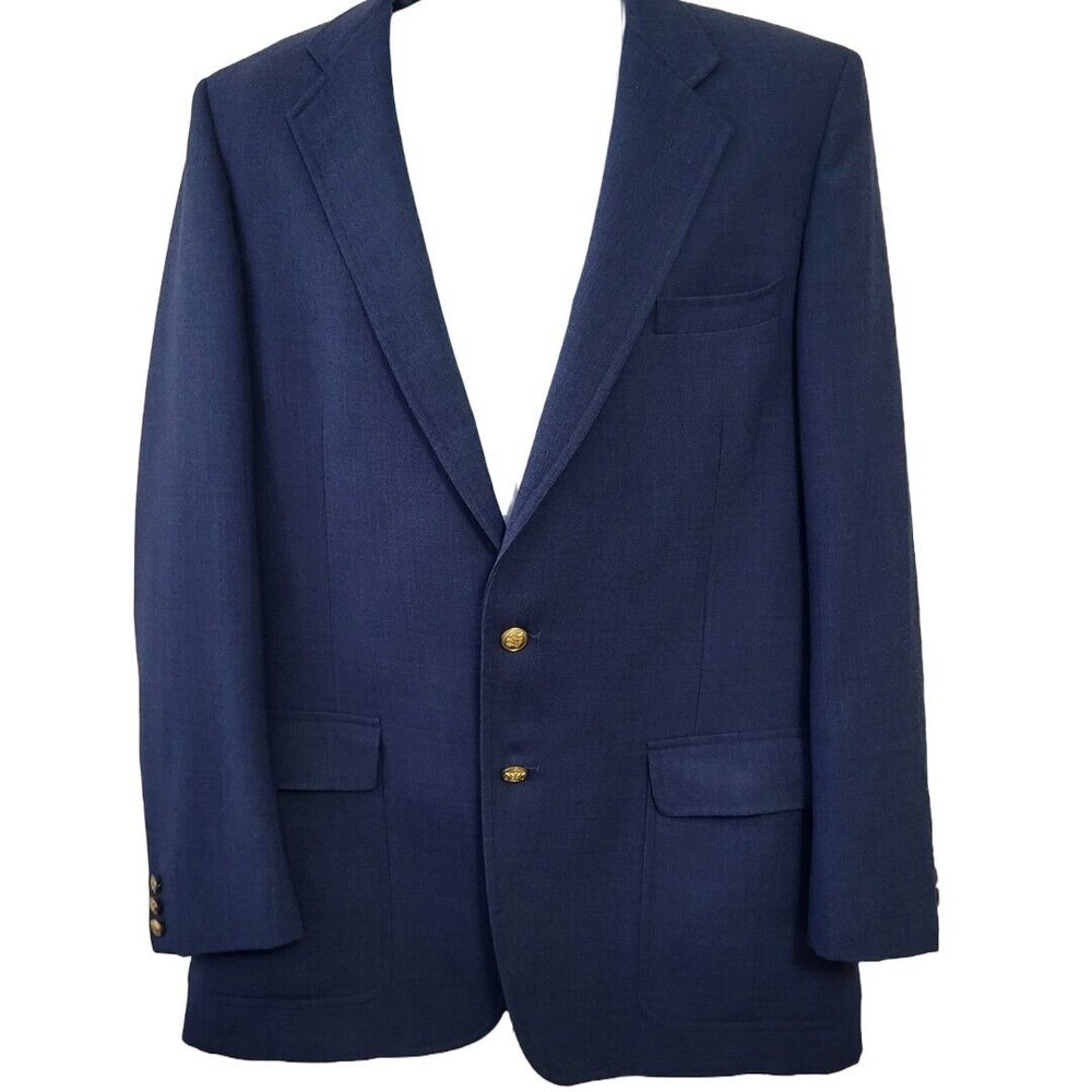 John Weitz Palm Beach Blazer Mens 44 X-Long Blue Two Gold Buttons